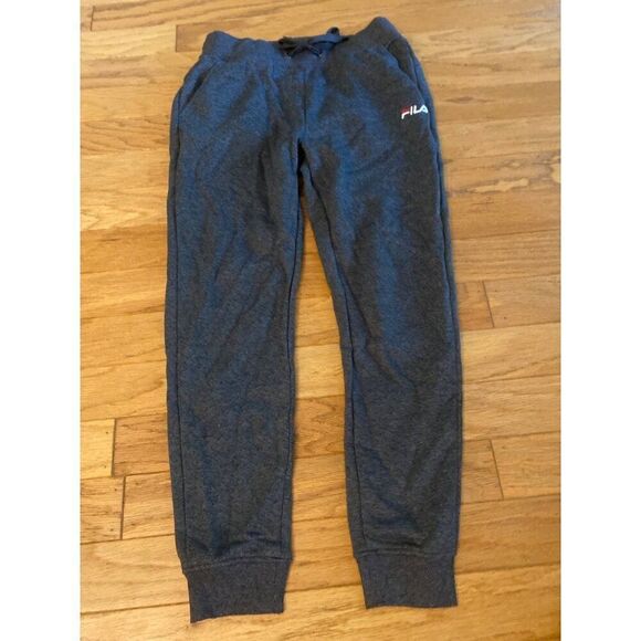 Fila men's grey drawstring waist casual tapered ankle jogger sweatpants sz small - Picture 1 of 7